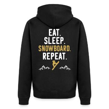 Snowboarding Snowboard Snowboarder Repeat - Unisex Premium Bio Zip Hoodie - Schwarz - Hinten - Nico (187cm)