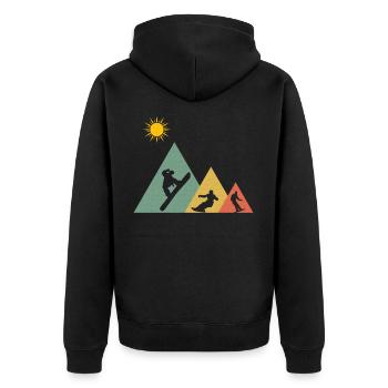 Snowboarding Snowboard Snowboarder Berge - Unisex Premium Bio Zip Hoodie - Schwarz - Hinten - Nico (187cm)