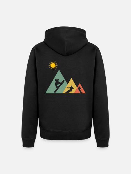 Snowboarding Snowboarding Snowboarder Mountains - Unisex Premium Organic Zip Hoodie - black