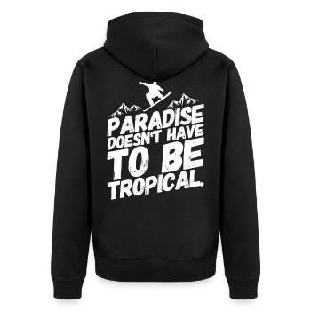 Snowboarding Snowboard Snowboarder Paradies - Unisex Premium Bio Zip Hoodie - Schwarz - Hinten - Nico (187cm)