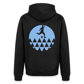 Fußball Fußballspieler Blau - Unisex Premium Bio Zip Hoodie - Schwarz - Hinten - Nico (187cm)