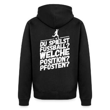 Football Funny Cool Sayings Post - Veste à capuche bio Premium Unisexe - noir - Dos - Nico (187cm)