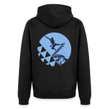 Surfen Surfer Surf Kreis Blau - Unisex Premium Bio Zip Hoodie - Schwarz - Hinten - Nico (187cm)