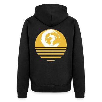 Surfen Surfer Surf Sonne - Unisex Premium Bio Zip Hoodie - Schwarz - Hinten - Nico (187cm)