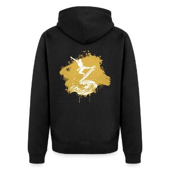 Surfen Surfer Surf Graffiti - Unisex Premium Bio Zip Hoodie - Schwarz - Hinten - Nico (187cm)