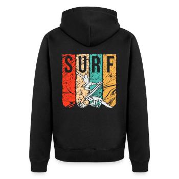 Surfen Surfer Surf Bunt - Unisex Premium Bio Zip Hoodie - Schwarz - Hinten - Nico (187cm)