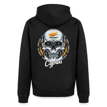 Zypern - Unisex Premium Bio Zip Hoodie - Schwarz - Hinten - Nico (187cm)