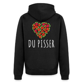 Du Pisser - Unisex Premium Bio Zip Hoodie - Schwarz - Hinten - Nico (187cm)