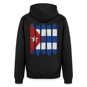 Cool Kuba Nationalflagge Modern Havanna Geschenk - Unisex Premium Bio Zip Hoodie - Schwarz - Hinten - Nico (187cm)