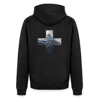 Switzerland Matterhorn - Unisex Premium Organic Zip Hoodie - black - Back - Nico (187cm)
