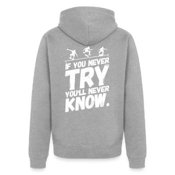 Skate Skater Skateboard Skating Trying - Unisex Premium Organic Zip Hoodie - heather grey - Back - Nico (187cm)