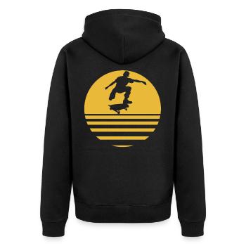 Skate Skater Skateboard Skaten Sonne - Unisex Premium Bio Zip Hoodie - Schwarz - Hinten - Nico (187cm)