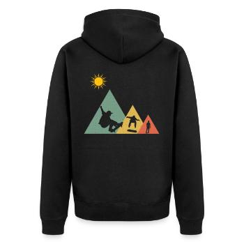Skate Skater Skateboard Skaten Berg Sonne - Unisex Premium Bio Zip Hoodie - Schwarz - Hinten - Nico (187cm)