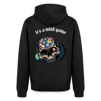 Billard - Unisex Premium Bio Zip Hoodie - Schwarz - Hinten - Nico (187cm)