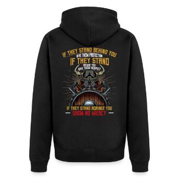 Wikinger - Unisex Premium Bio Zip Hoodie - Schwarz - Hinten - Nico (187cm)
