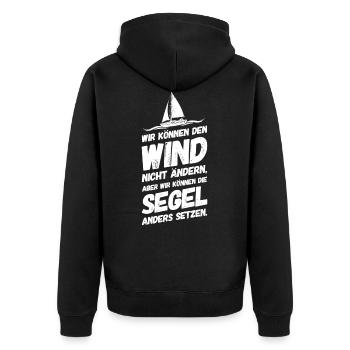 Segeln Segelboot Segelsport Segler Wind - Unisex Premium Bio Zip Hoodie - Schwarz - Hinten - Nico (187cm)
