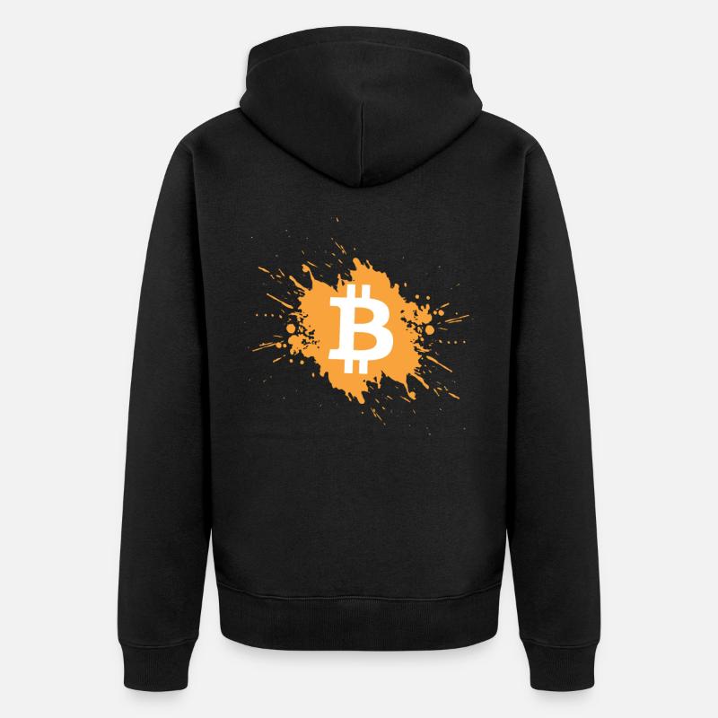 Bitcoin Kryptowährung Krypto Farbklecks - Unisex Premium Bio Zip Hoodie - Schwarz