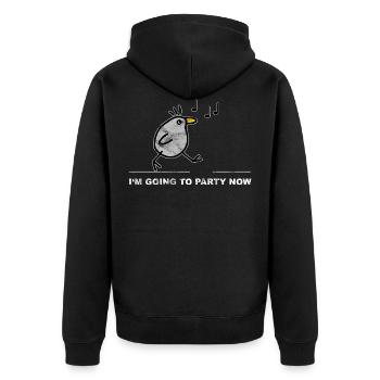 joie de vivre - L’oiseau chantant va à une fête - Veste à capuche bio Premium Unisexe - noir - Dos - Nico (187cm)