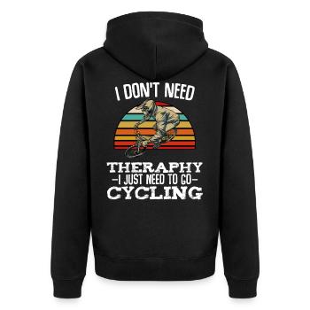 Fahrrad - Unisex Premium Bio Zip Hoodie - Schwarz - Hinten - Nico (187cm)