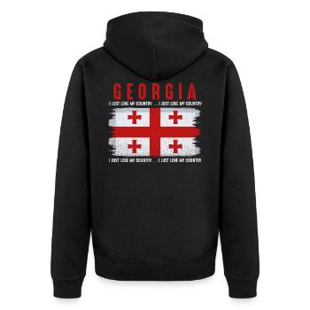 Georgia - Unisex Premium Organic Zip Hoodie - black - Back - Nico (187cm)