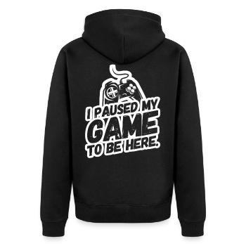 Gamer Gaming Gaming Video Games Pause - Unisex Premium Organic Zip Hoodie - black - Back - Nico (187cm)