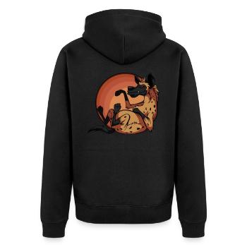 Cartoon hyena - Unisex Premium Organic Zip Hoodie - black - Back - Nico (187cm)