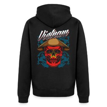 Vietnam - Unisex Premium Organic Zip Hoodie - black - Back - Nico (187cm)