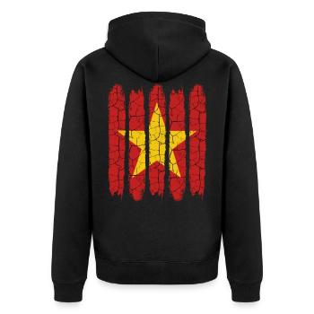 Sozialistische Republik Vietnam Cool Geschenkidee - Unisex Premium Bio Zip Hoodie - Schwarz - Hinten - Nico (187cm)