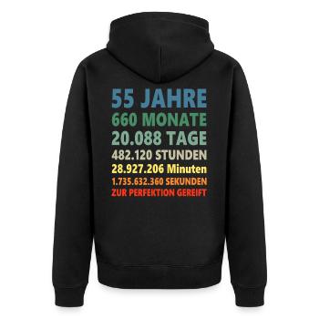 55 Jahre 55. Geburtstag Geschenk - Unisex Premium Bio Zip Hoodie - Schwarz - Hinten - Nico (187cm)