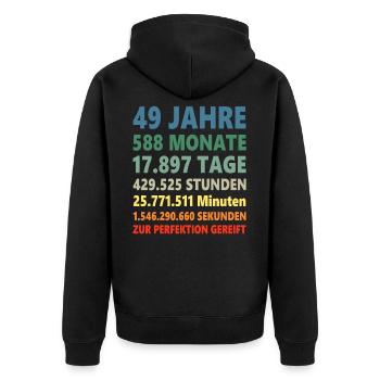 49. Geburtstag 49 Jahre Geschenk - Unisex Premium Bio Zip Hoodie - Schwarz - Hinten - Nico (187cm)