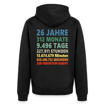 26 Jahre 26. Geburtstag Geschenk - Unisex Premium Bio Zip Hoodie - Schwarz - Hinten - Nico (187cm)