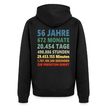 56 Jahre 56. Geburtstag Geschenk - Unisex Premium Bio Zip Hoodie - Schwarz - Hinten - Nico (187cm)