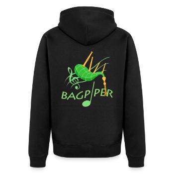 Dudelsack - Unisex Premium Bio Zip Hoodie - Schwarz - Hinten - Nico (187cm)
