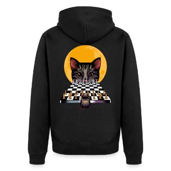 Chat souris jeu d'échecs - Veste à capuche bio Premium Unisexe - noir - Dos - Nico (187cm)