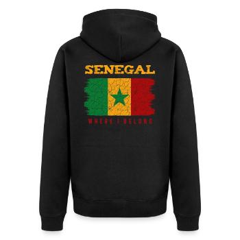 Senegal - Unisex Premium Bio Zip Hoodie - Schwarz - Hinten - Nico (187cm)