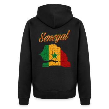 Cool Senegal Country Outline Dakar Pikine Gift - Unisex Premium Organic Zip Hoodie - black - Back - Nico (187cm)