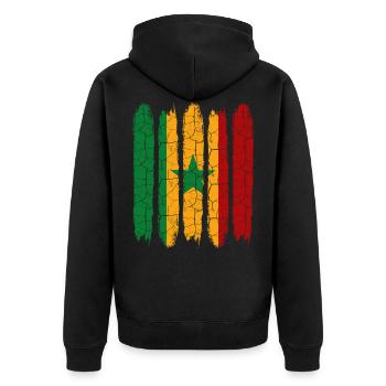 Senegal - Unisex Premium Bio Zip Hoodie - Schwarz - Hinten - Nico (187cm)
