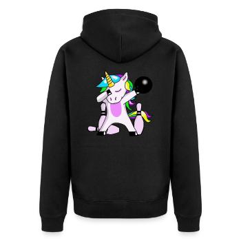 Bowling Unicorn Dabbing Einhorn cône - Veste à capuche bio Premium Unisexe - noir - Dos - Nico (187cm)