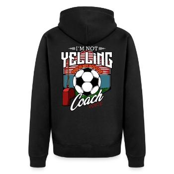 Fußballtrainer Cool Coach Lustige Sprüche Geschenk - Unisex Premium Bio Zip Hoodie - Schwarz - Hinten - Nico (187cm)