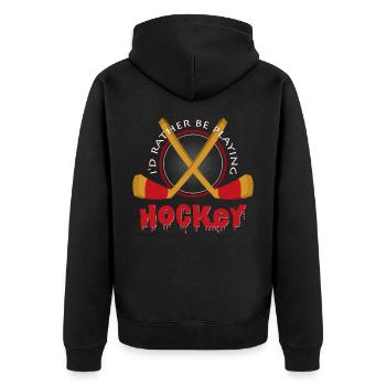 Eishockey - Unisex Premium Bio Zip Hoodie - Schwarz - Hinten - Nico (187cm)