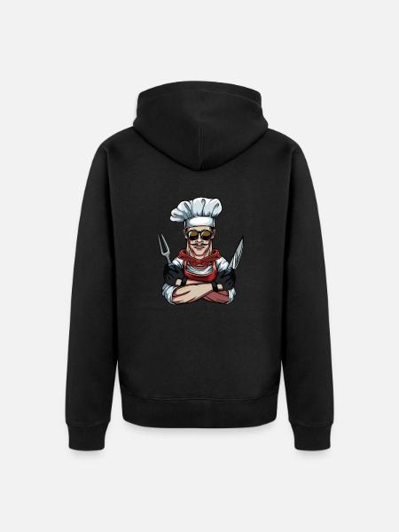 Cool kok kokke kokhue - Premium økologisk unisex-hættejakke - sort
