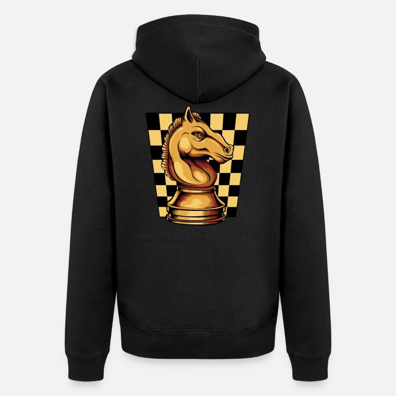Pièce d'échecs Springer Chessboard - Veste à capuche bio Premium Unisexe - noir