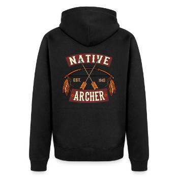 Native Archer Indian Bow Cool Archers - Unisex Premium Organic Zip Hoodie - black - Back - Nico (187cm)