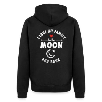 I Love My Family To The Moon And Back | gift - Unisex Premium Organic Zip Hoodie - black - Back - Nico (187cm)