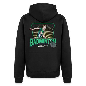 Badminton - Veste à capuche bio Premium Unisexe - noir - Dos - Nico (187cm)