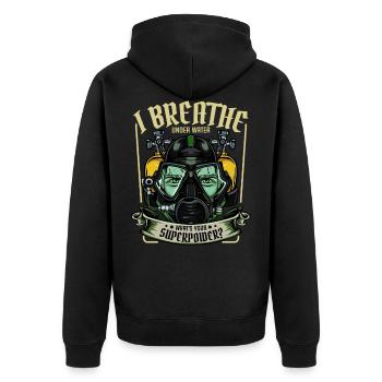 Taucher Lustige Sprüche Tauchen Statement Geschenk - Unisex Premium Bio Zip Hoodie - Schwarz - Hinten - Nico (187cm)