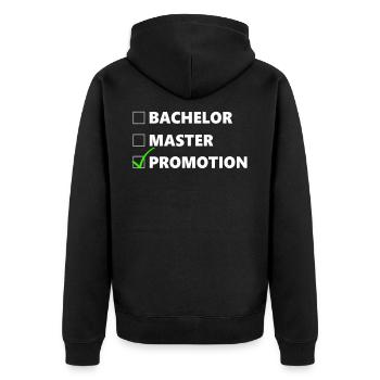 Doktortitel Doktor Promotion Promovieren Geschenk - Unisex Premium Bio Zip Hoodie - Schwarz - Hinten - Nico (187cm)