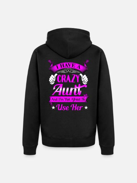 CRAZY AUNT - Unisex Premium Organic Zip Hoodie - black