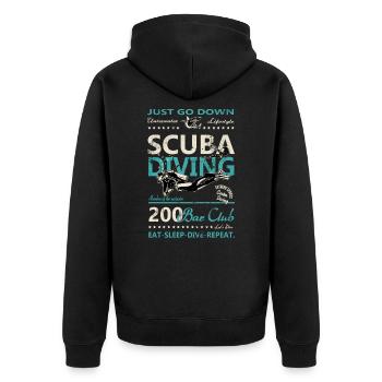 Diving vintage retro shark 200 bar club - Unisex Premium Organic Zip Hoodie - black - Back - Nico (187cm)
