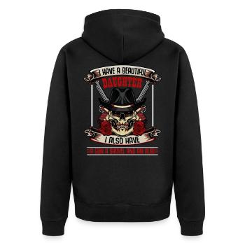 Stolzer Vater und Tochter Lustige Sprüche Geschenk - Unisex Premium Bio Zip Hoodie - Schwarz - Hinten - Nico (187cm)